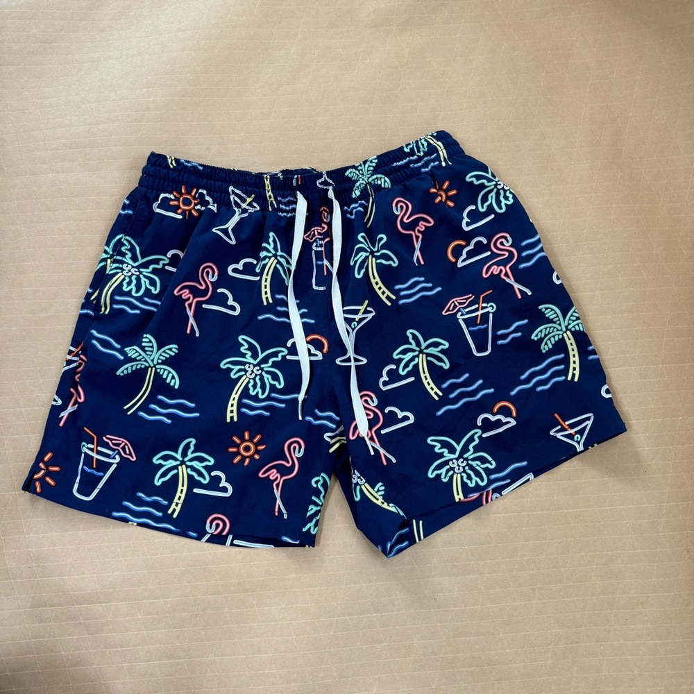 Chubbies Navy Blue Tropical Print Athletic Shorts